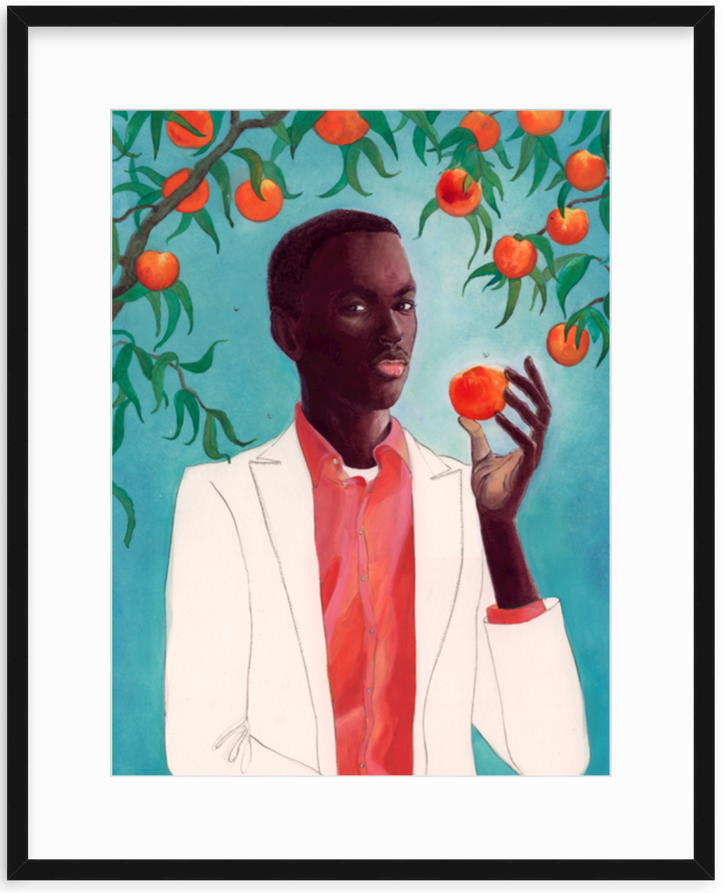 Peach framed illustration by artist Shadra Strickland