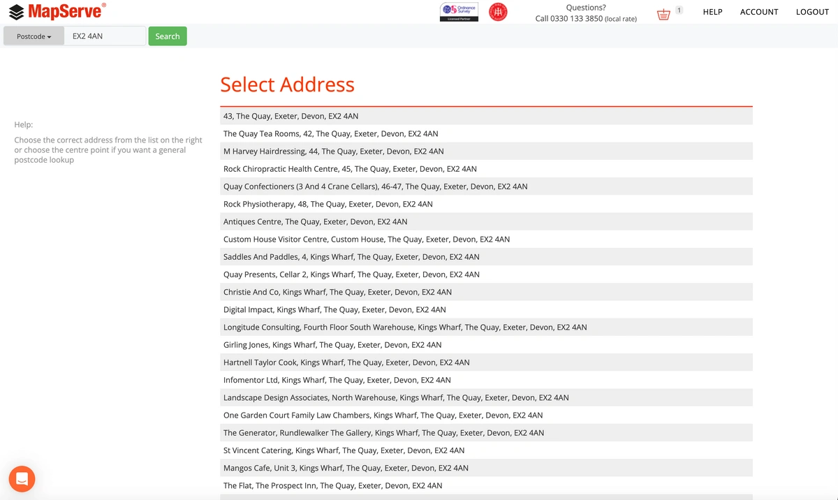 MapServe® address page