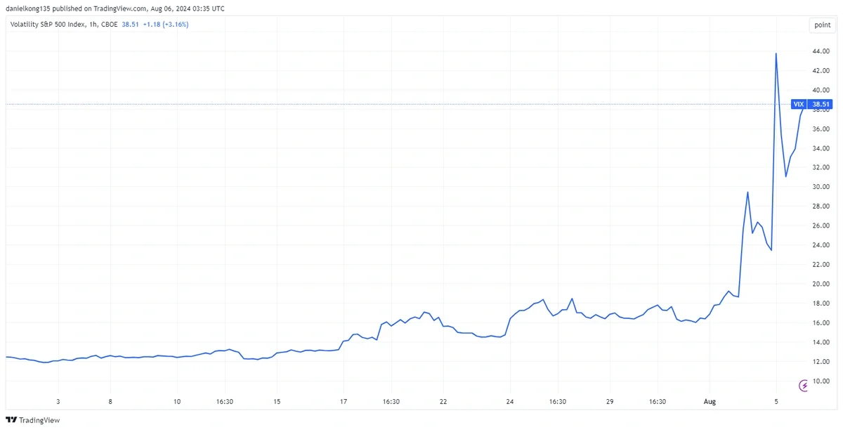 Graph of VIX from 1 July 2024 to 5 August 2024