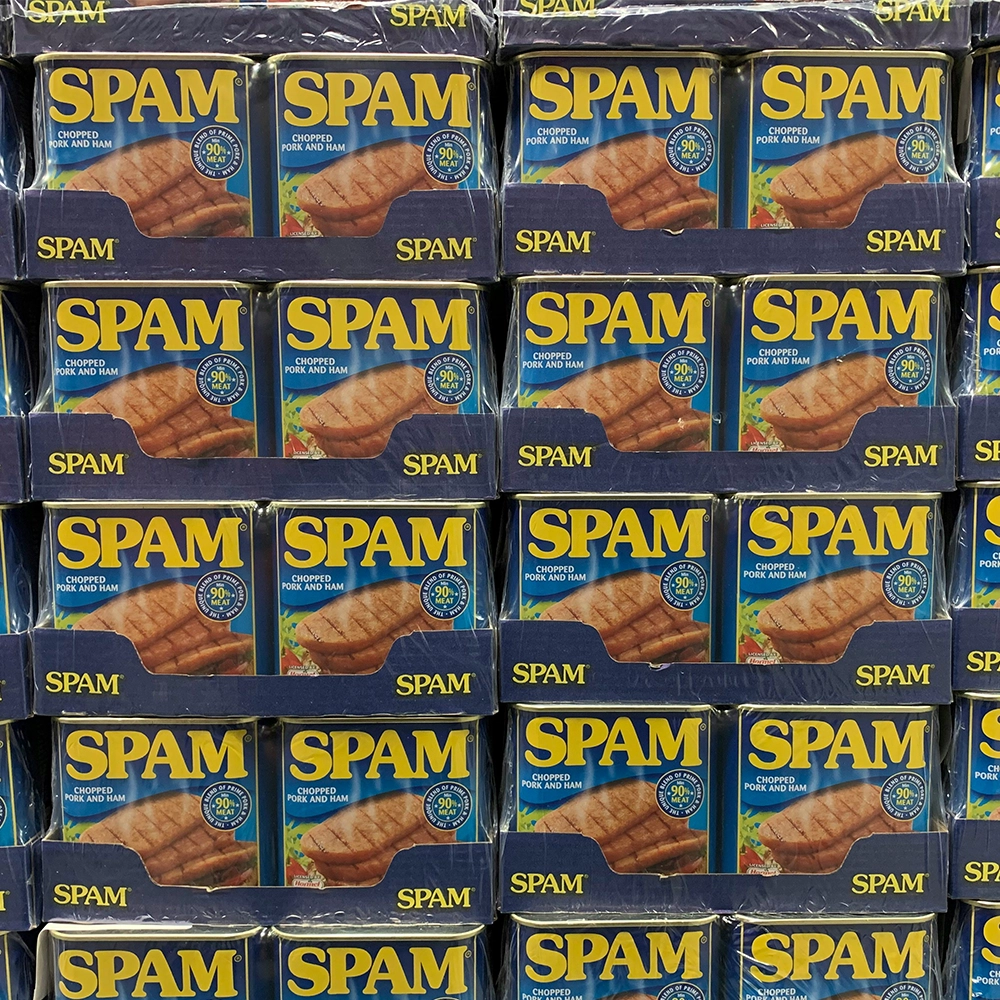Stacks of spam cans from the Spam museum in Austin, Minnesota