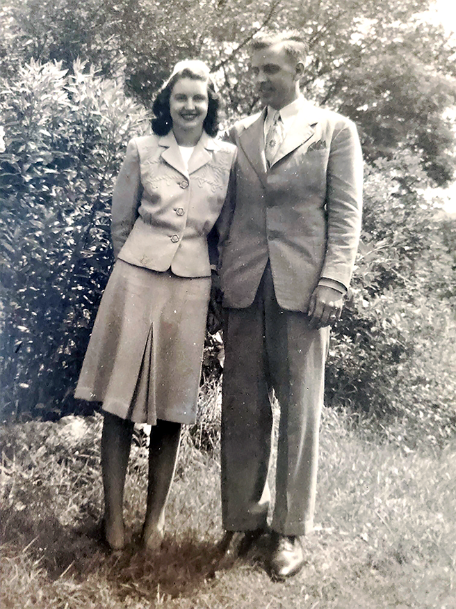 dressed up couple