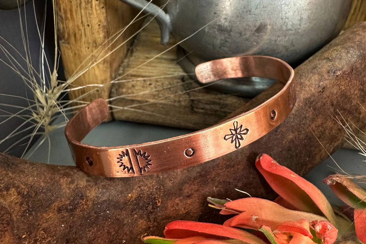 copper cuffed with southwest style stamping