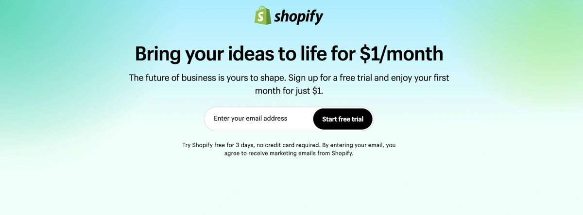 Shopify homepage