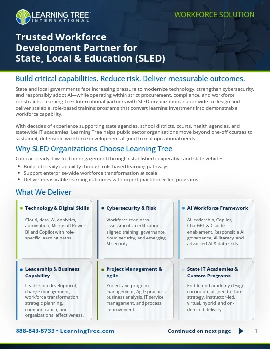 SLED Training Solutions brochure cover preview, Learning Tree International