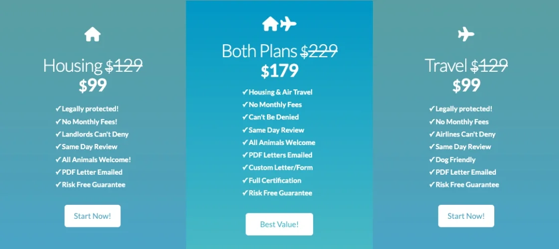 Emotional Pet Support Pricing