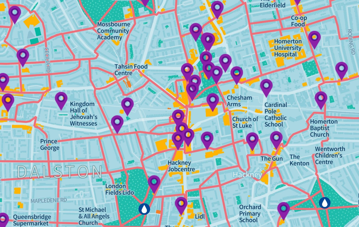 Footways pedestrian and bike map sample