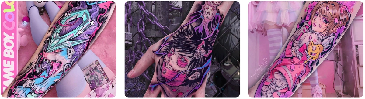 three tattoo examples by tattoo artist brando chiesa