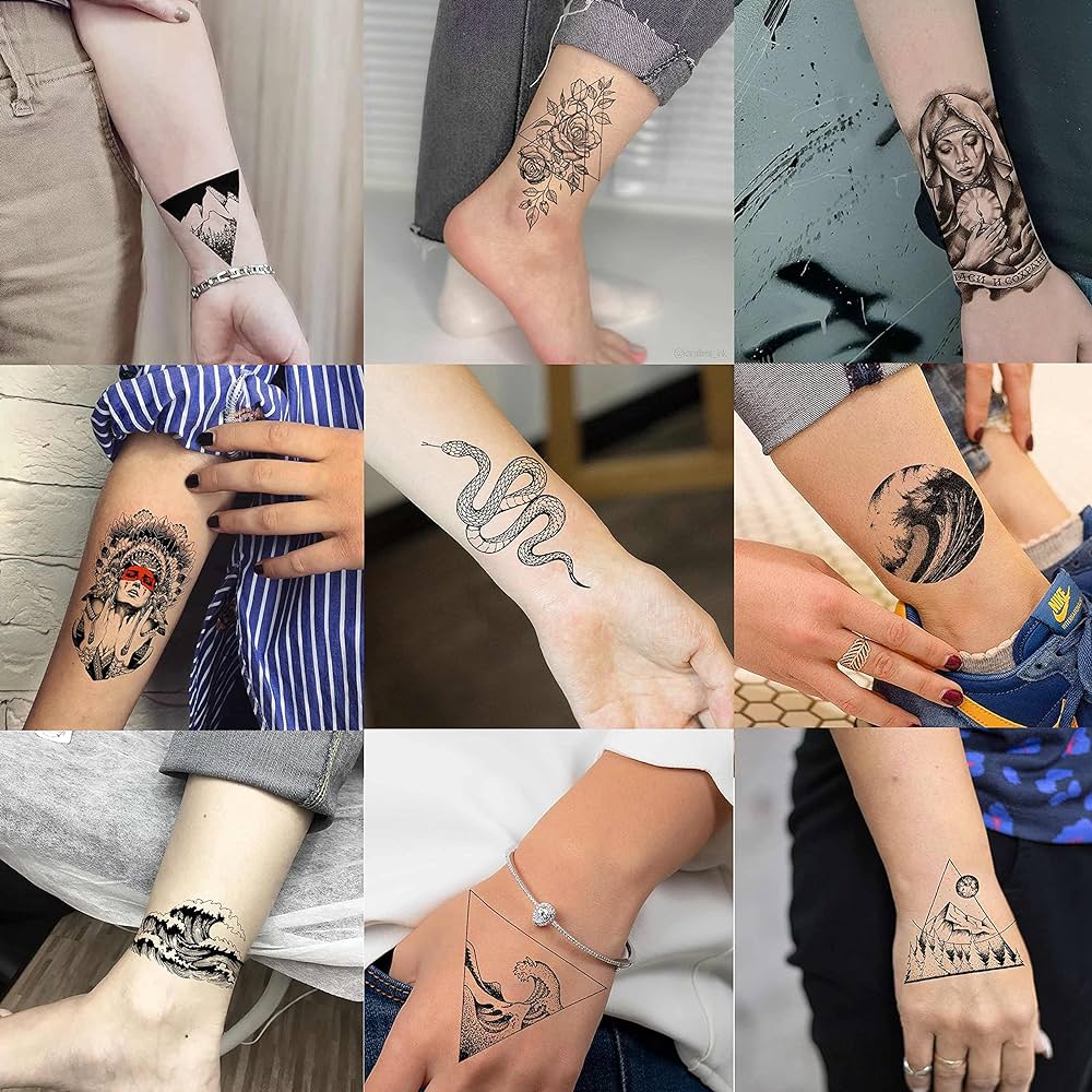 nine examples of temporary tattoos