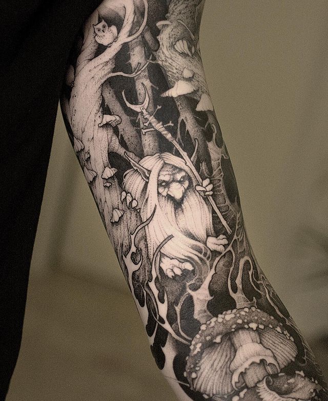 dotwork wizard tattoo by bemben tattoo