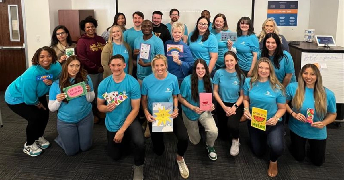 Image of CareerCircle team making homemade cards for kids