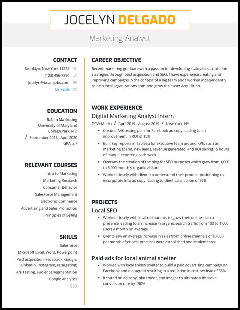 5 Entry Level Resume Examples That Landed Jobs In 21