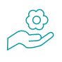 Icon of a hand and flower representing how the wedding budget template reduces stress.