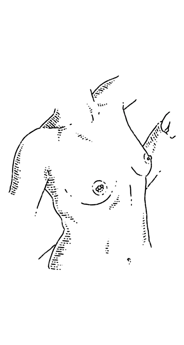 Illustration of body with nipple piercing