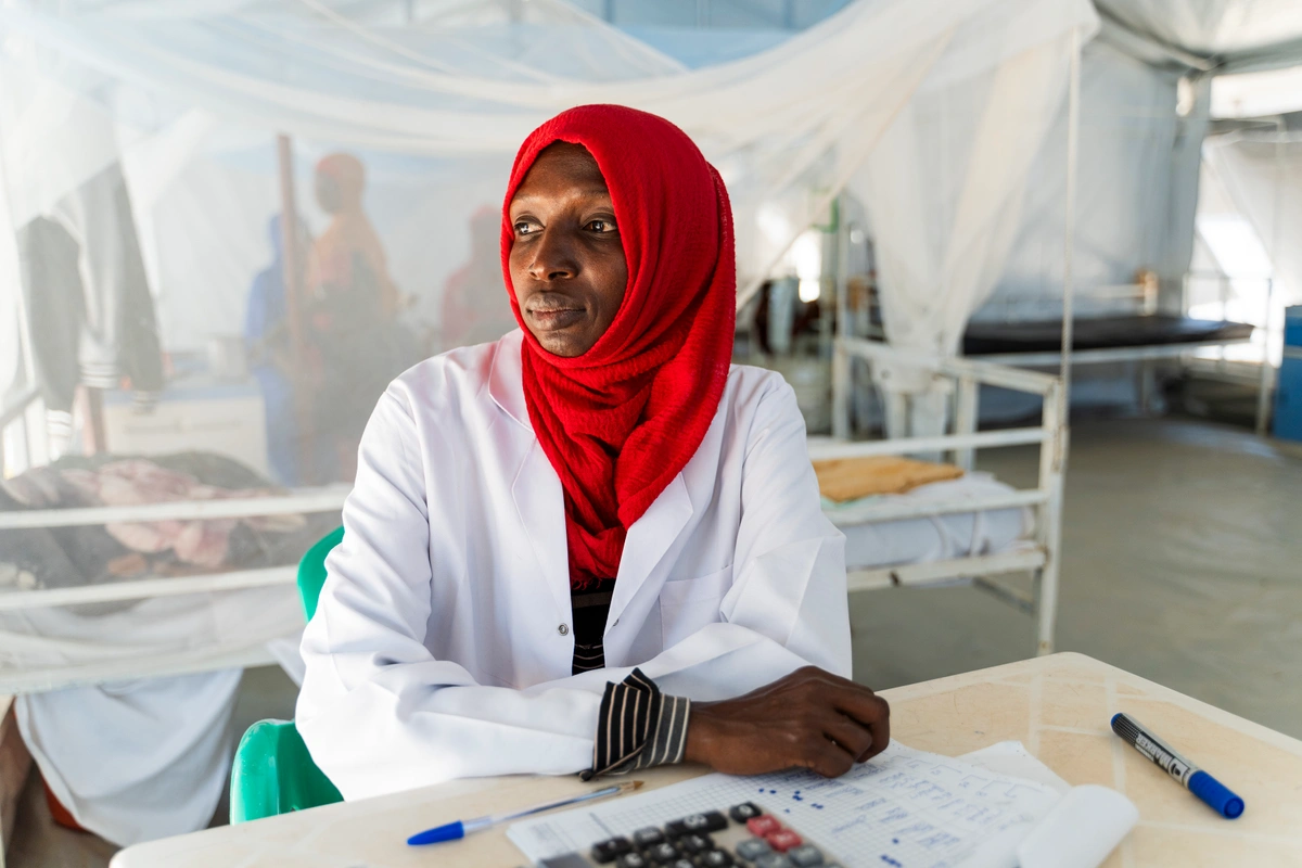 Dr. Fatima working at a refugee camp near Adré, Chad