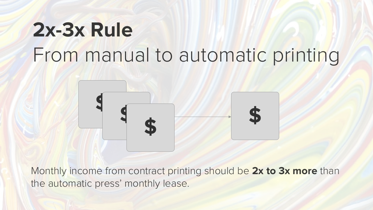 2x-3x rule for going from manual to automatic screen printing