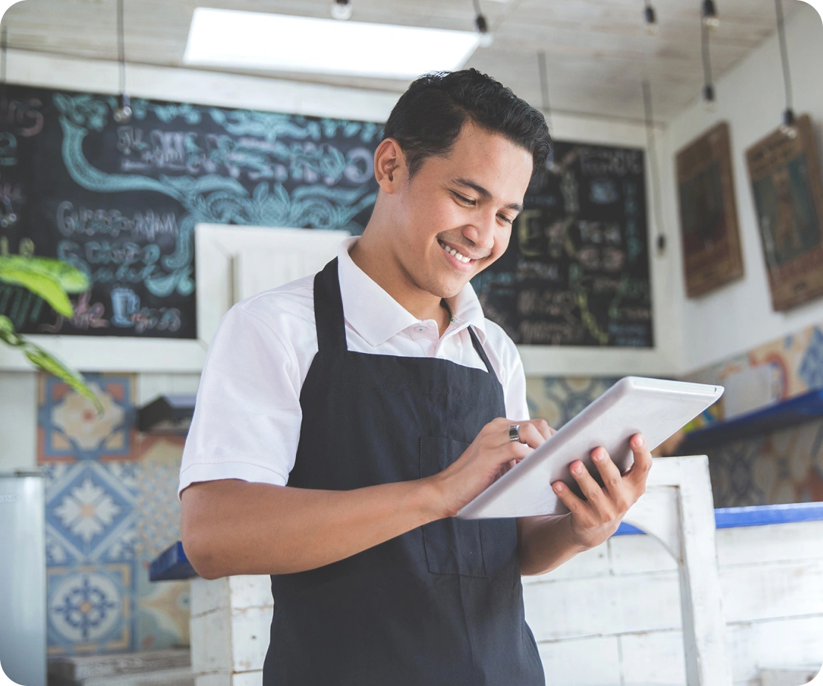 Waiter with a tablet