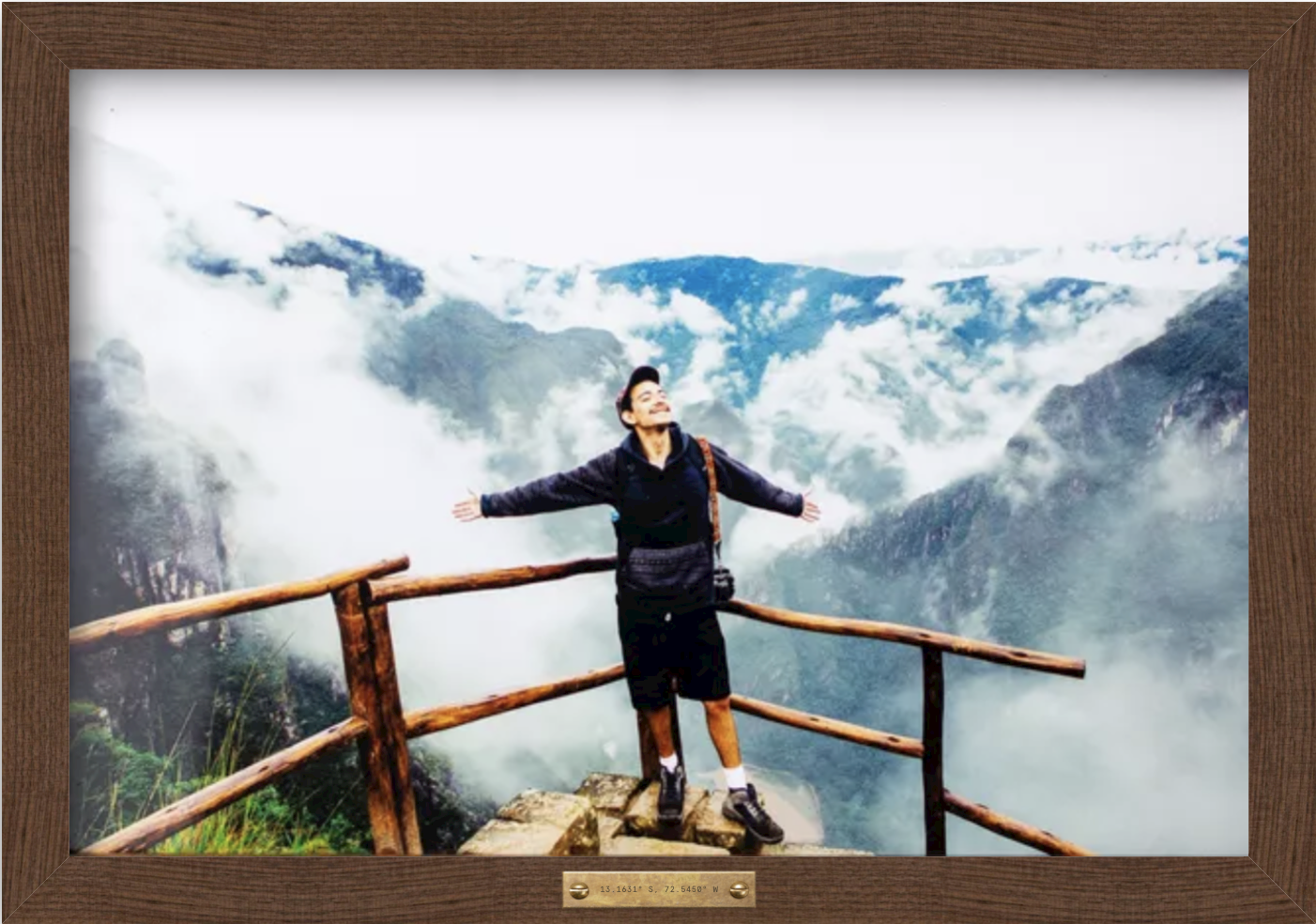 framed photo of hiker at yosemite