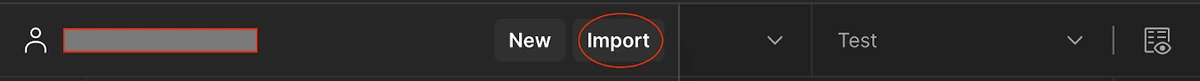 Circled import button