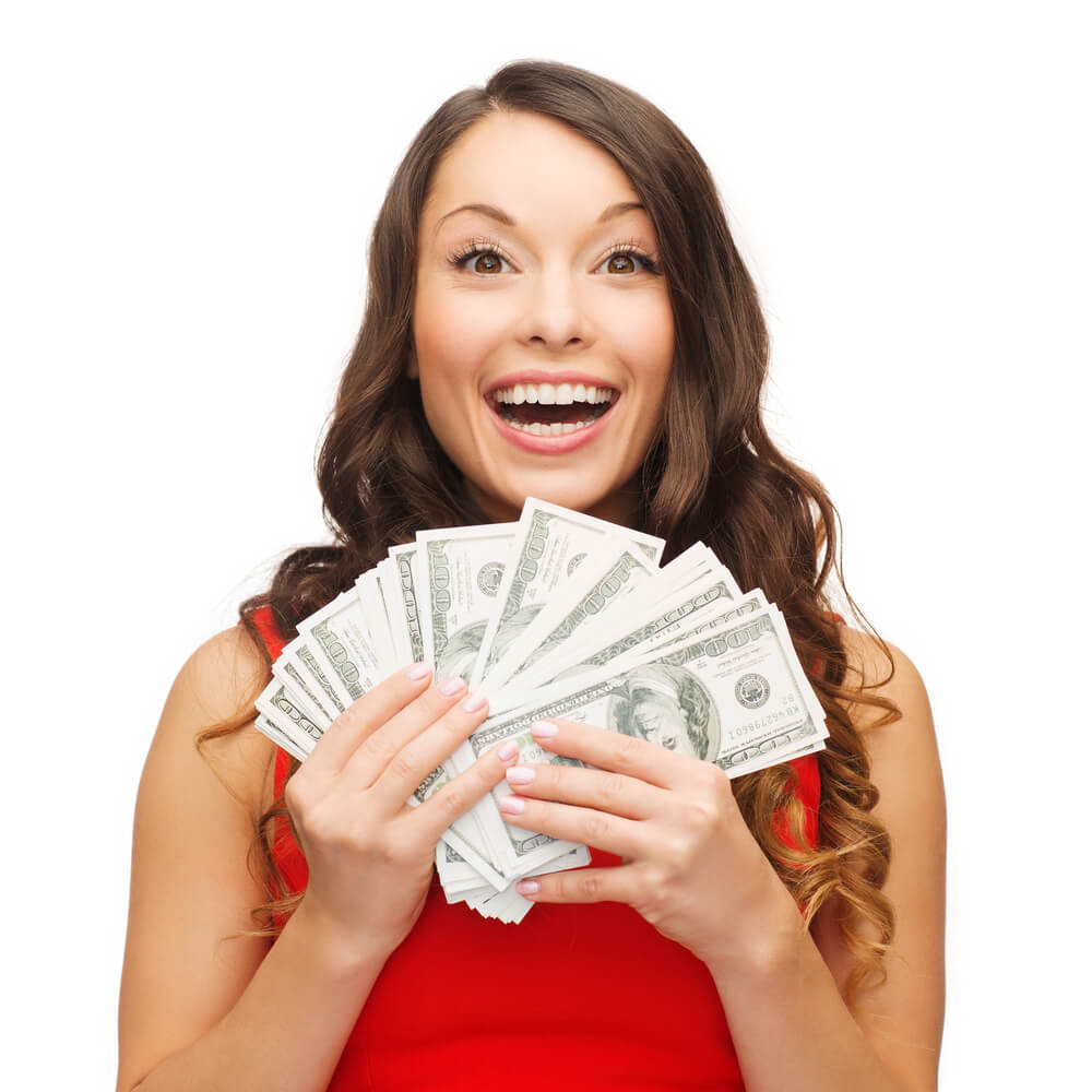 Woman holding payday loan