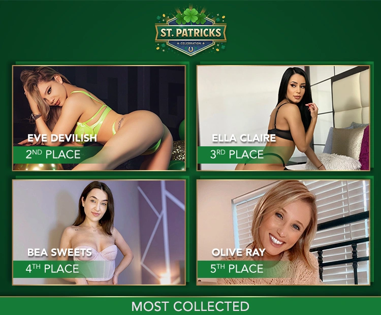 Flirt4Free's Saint Patrick's Day Live Sex Cams contest, 2nd to 5th place winners!