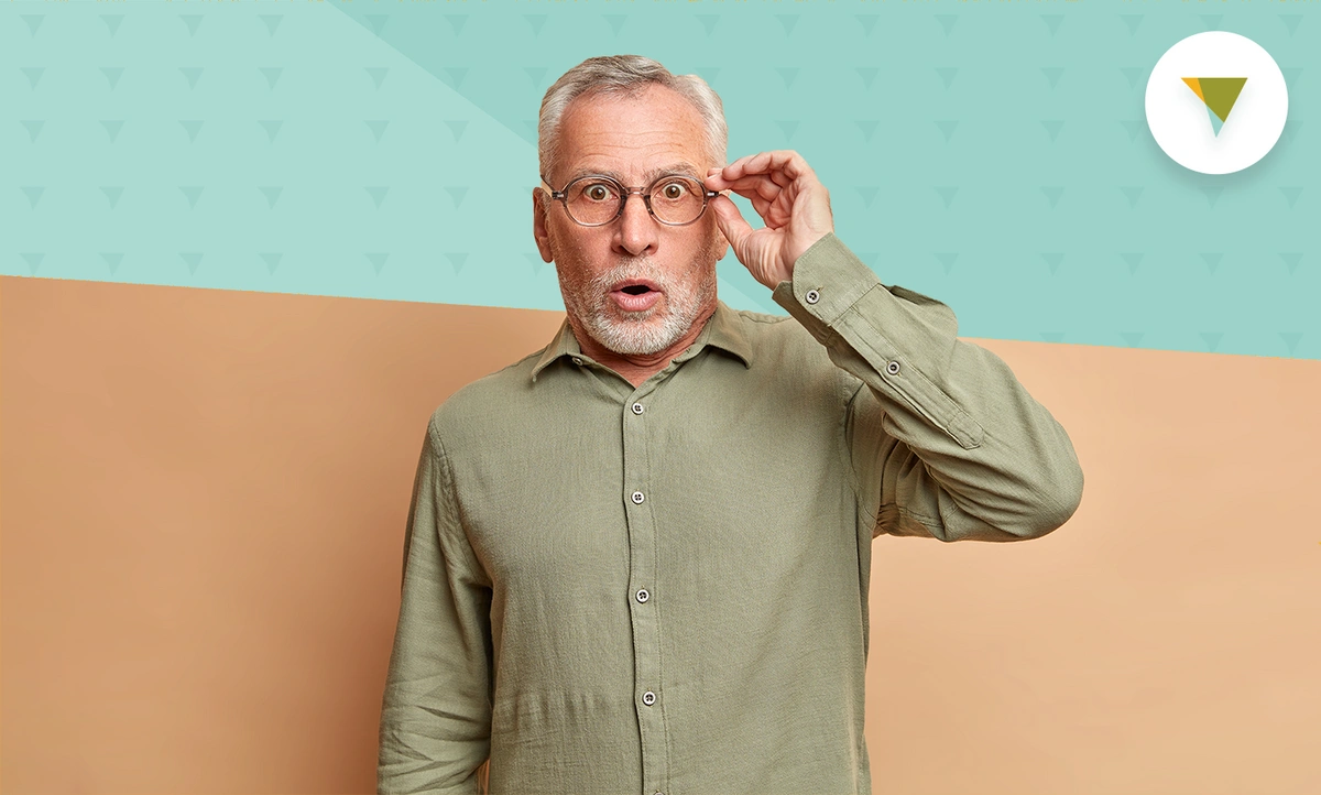Elderly man looking shocked and confused.