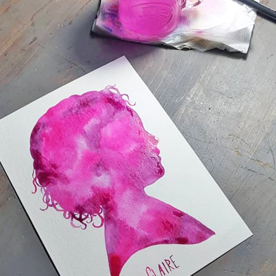 Hand-painted watercolor silhouette by @mysonflower