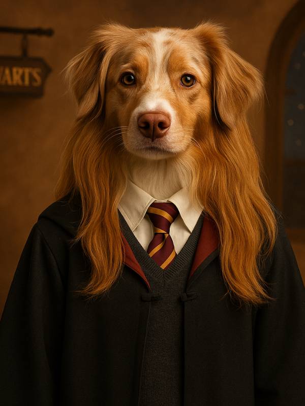 AI image of Ginny Weasley as an Australian Shepherd
