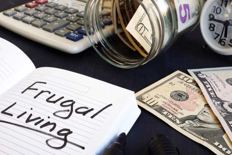 frugal living written in a notepad