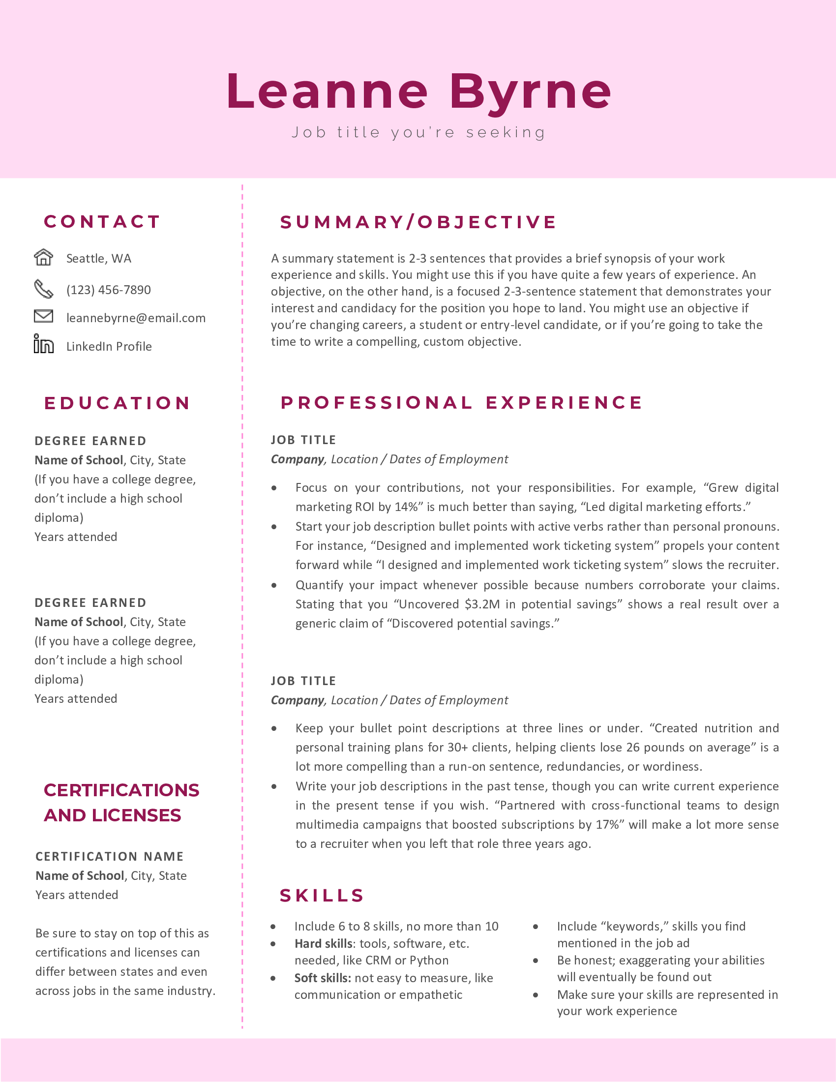 10 Free Word Resume Templates Created for 2022