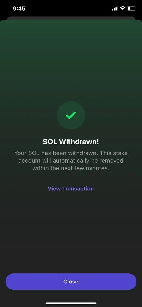 SOL withdrawn