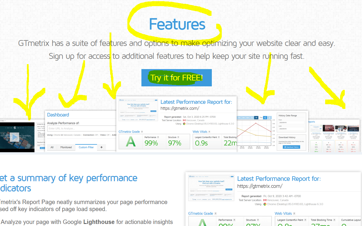 GTmetrix Account Features