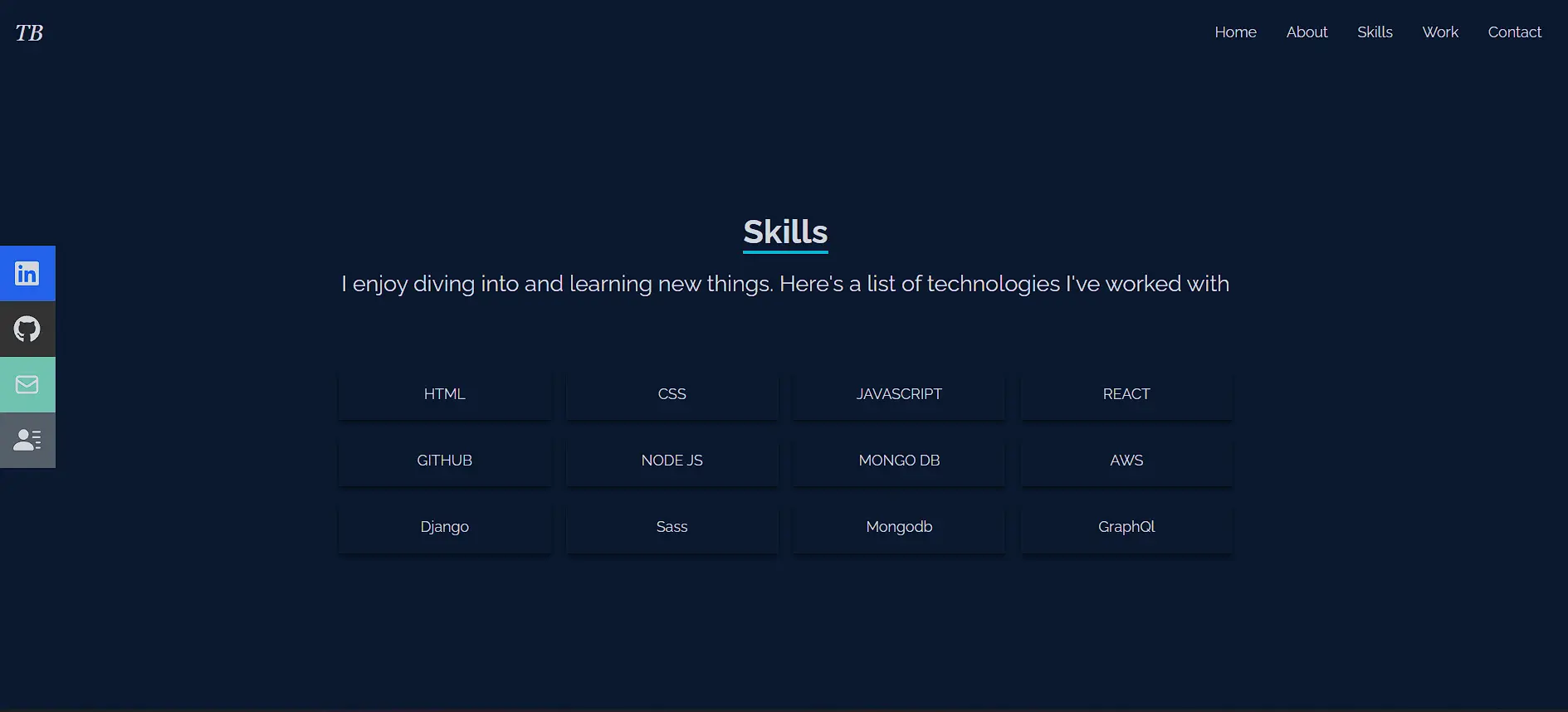 Rendered skills section 