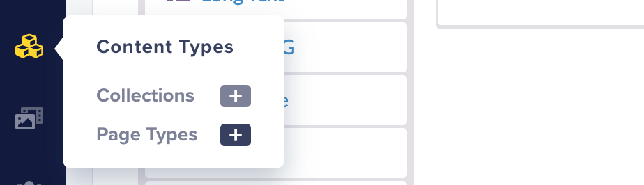 Screenshot: Content type button in ButterCMS interface