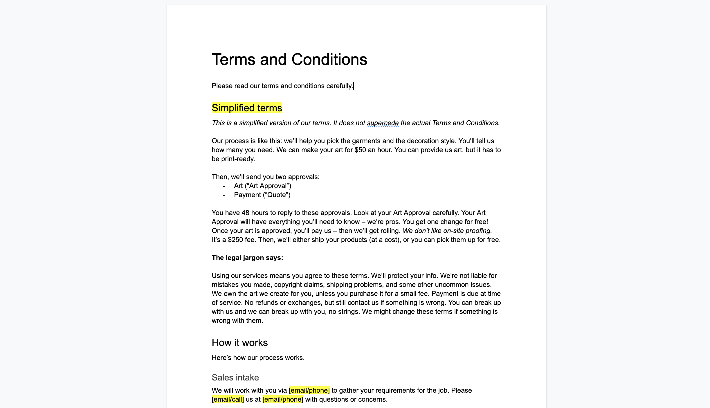 Terms and Conditions