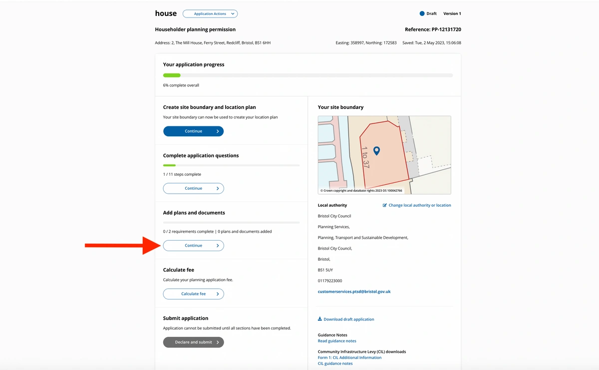 Add supporting documents on the planning portal