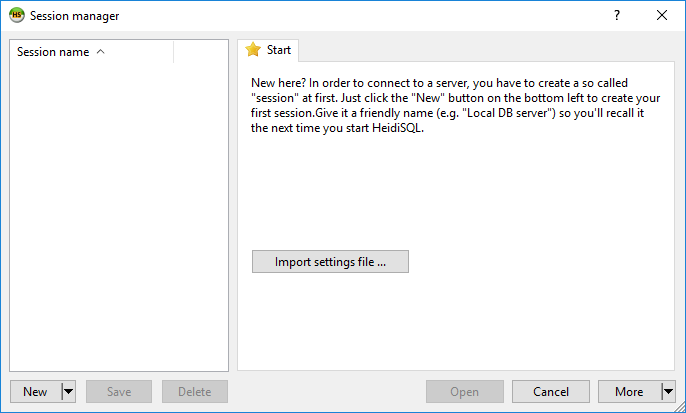 HeidiSQL New Session