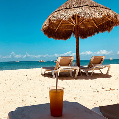 Beach view with a drink