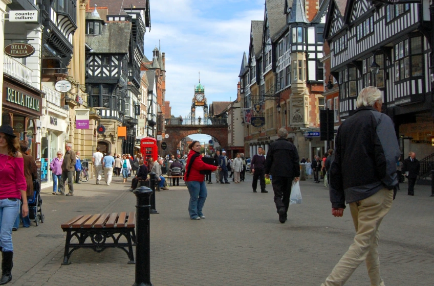 A busy high street in the UK