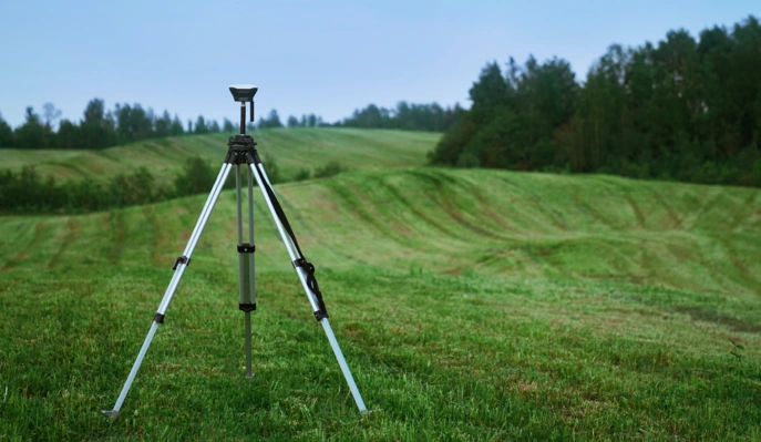 Surveyor equipment in a field