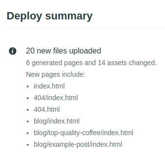 Screenshot: Deploy summary 