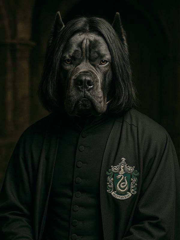 AI image of Severus Snape as a Cane Corso Mastiff