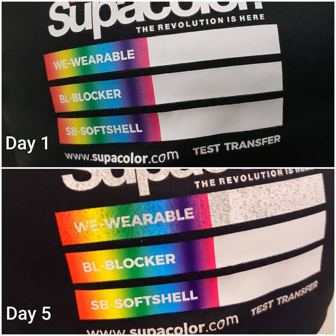 Supacolor test transfer to prevent dye migration and other issues