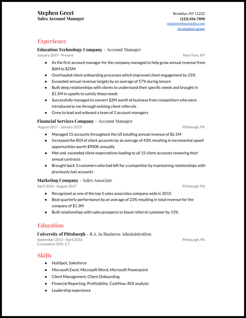 3 Account Manager Resume Samples That Work In 2021