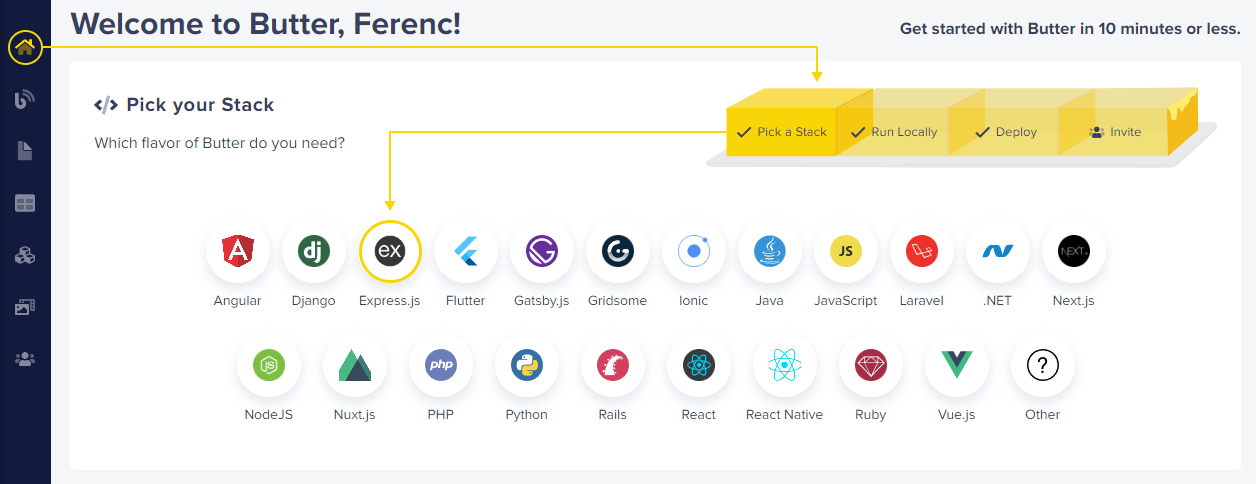 If you don’t see this step on your homepage, make sure you click on “Pick a Stack” first