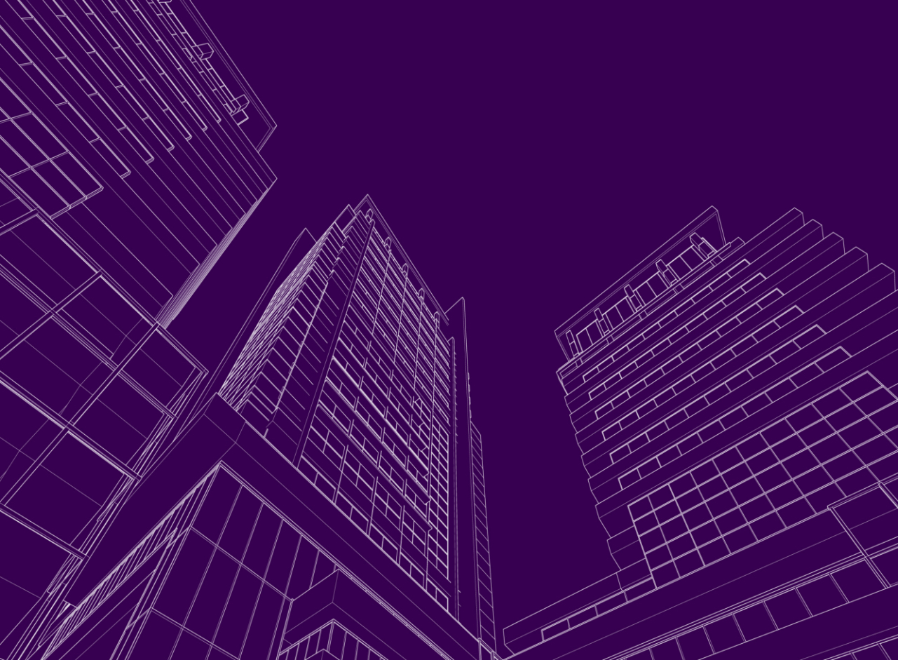 purple image with buildings