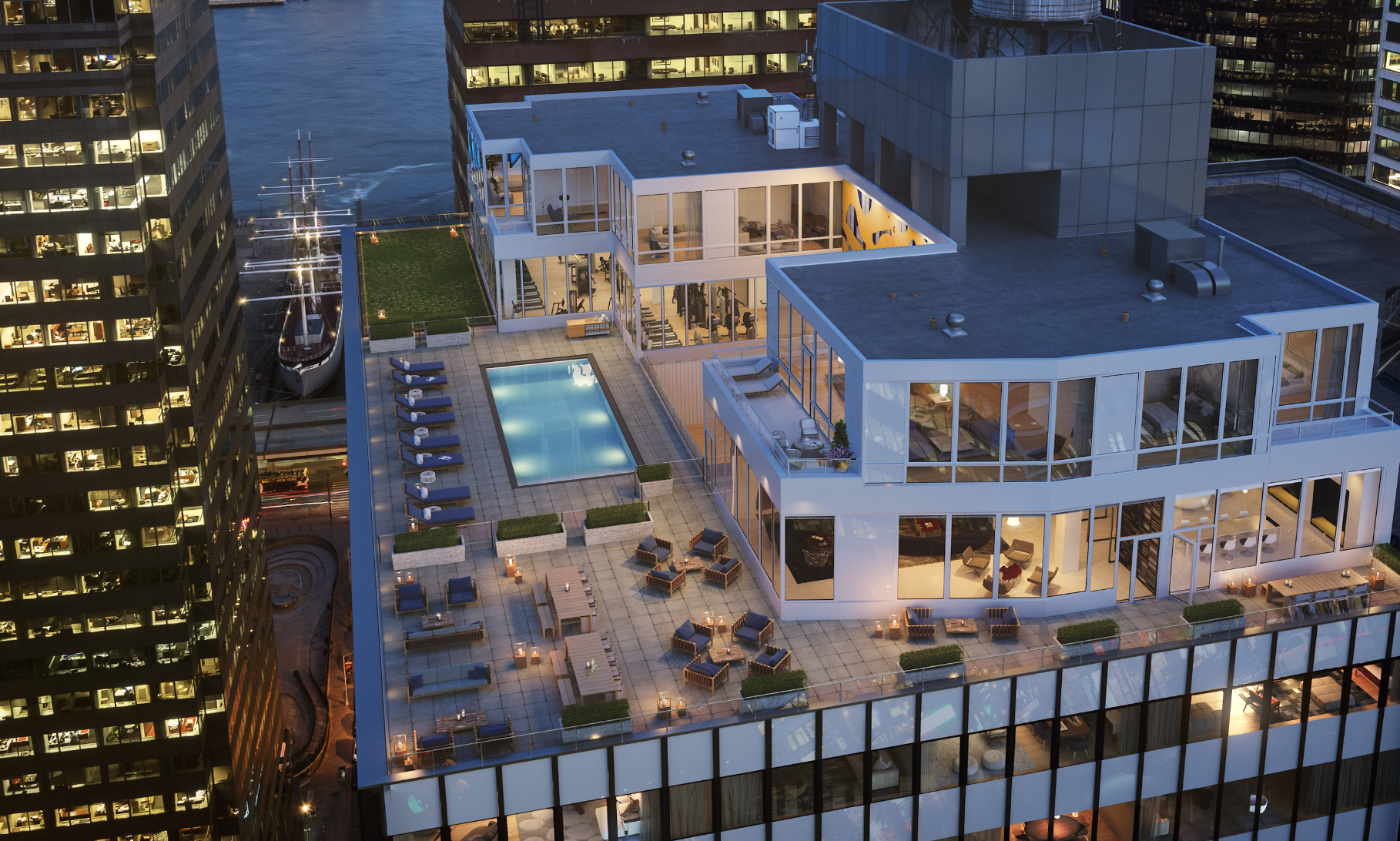Residential Buildings With Rooftop Pools - 180 Water Street - Metro Loft Management
