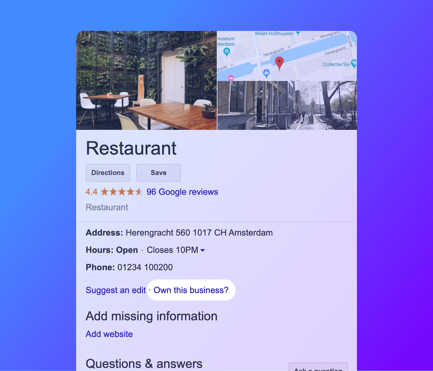 För att kunna ändra era kontaktuppgifter på Google måste du hävda äganderätt till restaurangen. Läs här om hur du blir den officiella ägaren.