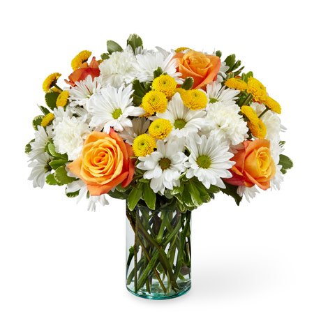 Best selling Thanksgiving flowers orange roses and white daisies bouquet