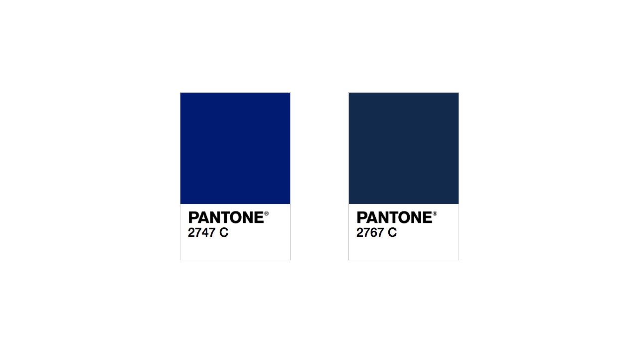 Two Pantone colors that anyone would describe as "blue, navy"