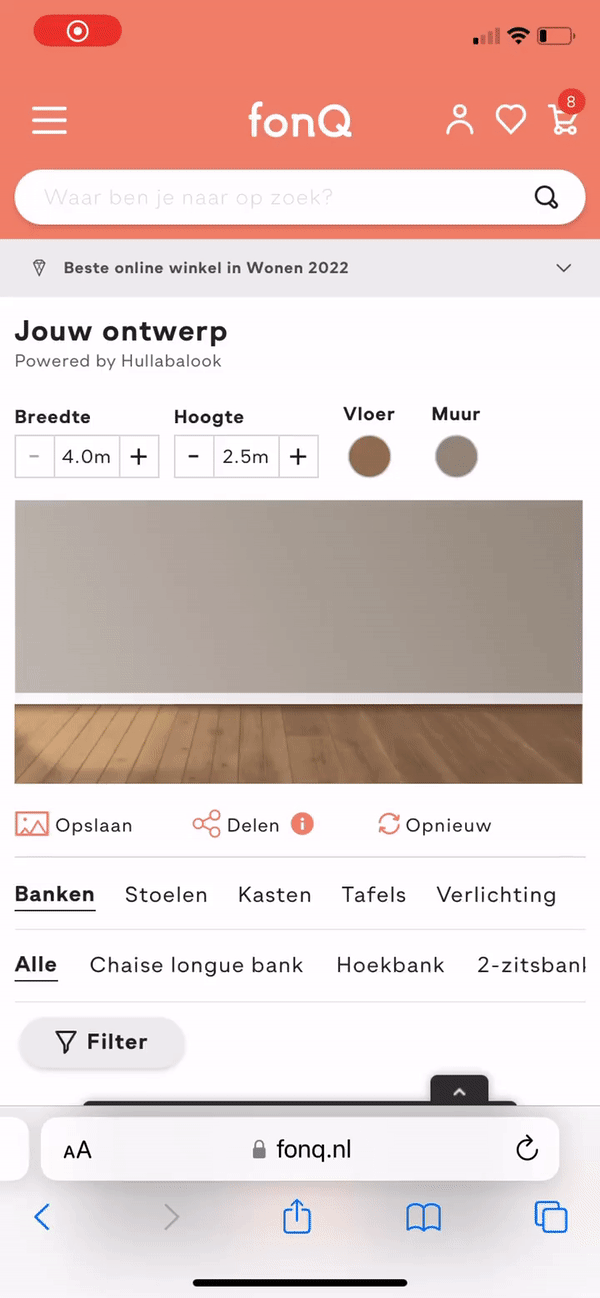 Mobile view of the Room Creator tool on fonQ's website